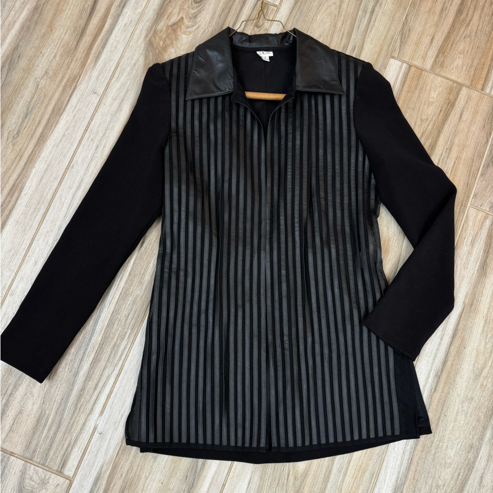 Cache Long Faux Leather Jacket Size 6 Vintage